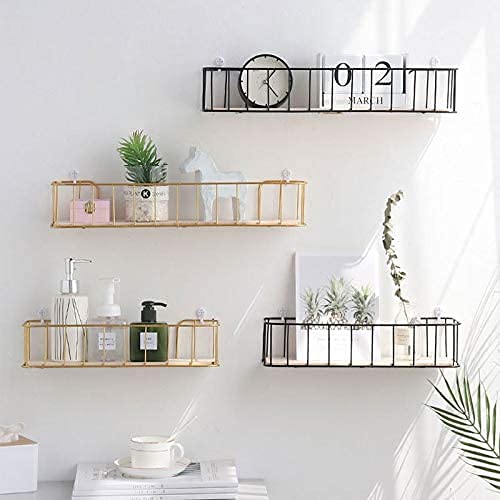 HJW Praktische opbergrek Thuis drijvende wandplank, metalen houten display opbergrek voor fotolijst boek plantenpot woonkamer slaapkamer badkamer balkon accessoires 1Huiyang-01020, klein - Image 7