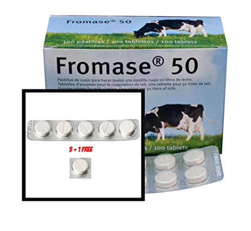 rennet tablets for cheese making - RENNET TABLETS/Fromase 50/5 TABLETS + 1 FREE Total 6 tablets Made in France