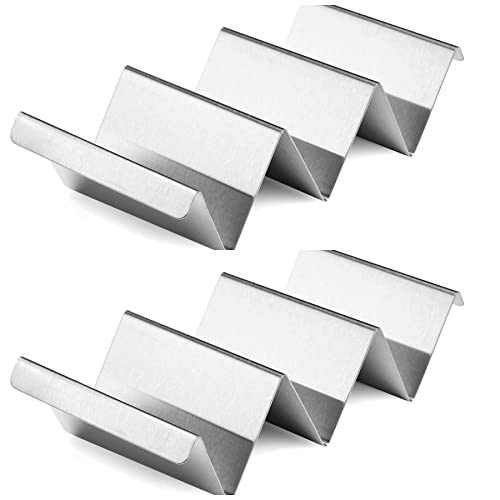 SPUVGVC Taco Holders Set of 2 - Stainless Steel Taco Stand Rack Tray, Stylish Taco Shell Holders, Rack Holds Up to 3 Tacos Each Keeping Shells Upright, Oven Safe for Baking, Dishwasher & Grill Safe