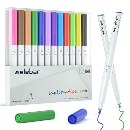 Welebar Sublimation Ink Markers Compatible with Cricut Maker 3/Maker 4/Maker/Explore 3/4/5/Air 2/Air 1.0 Tip Infusible Medium Point Pens for Heat Transfer Mugs T-shirts