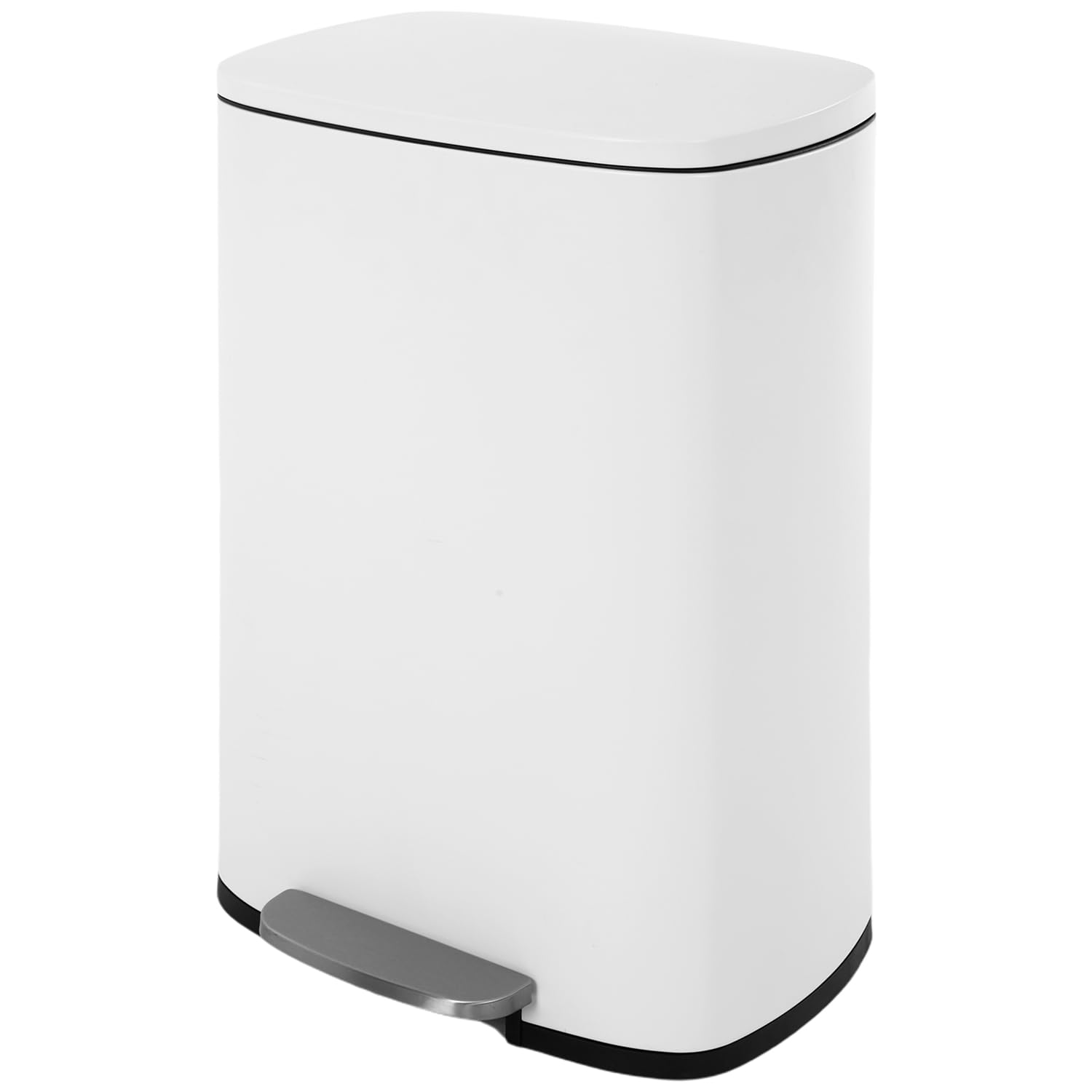 50 Liter/13 Gallon Kitchen Trash Can with Lid, Stainless Steel Trash Can with Foot Pedal and Plastic Inner Bucket,Fingerprint-Resistant Soft Close Lid Garbage Can,Odor Proof for Bathroom Kitchen,Pink