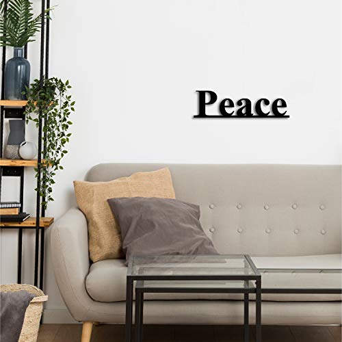 Image of eCraftIndia Peace Black Engineered Wood Wall Art Cutout, Ready to Hang Home Decor