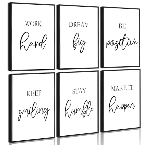 Drsoum Motivational Wall Art Set 8x10in 6 Black-Framed