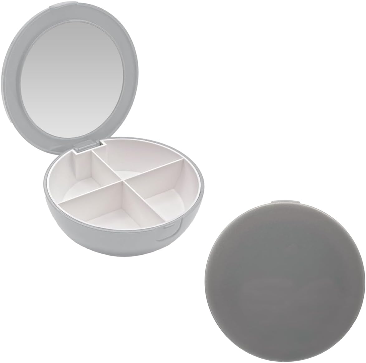 EZY DOSETravel Pill Organizer with Built-in Mirror, Compact and Portable Medication Case for Daily Vitamins, Pills, and Medicine Management, Ideal for Travel and On-The-Go Use, Gray