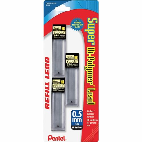 Image of Pentel Super Hi-Polymer Lead Refills - 0.5 mm, Pack of 90