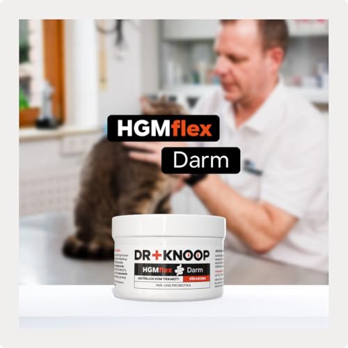 HGM Darmpulver Katze – Probiotika & Präbiotika zur Unterstützung der Darmflora nach Gabe von Wurmkur, Antibiotika, Durchfall & Blähungen, entwickelt und geprüft von Tierarzt Dr. Knoop – 90g
