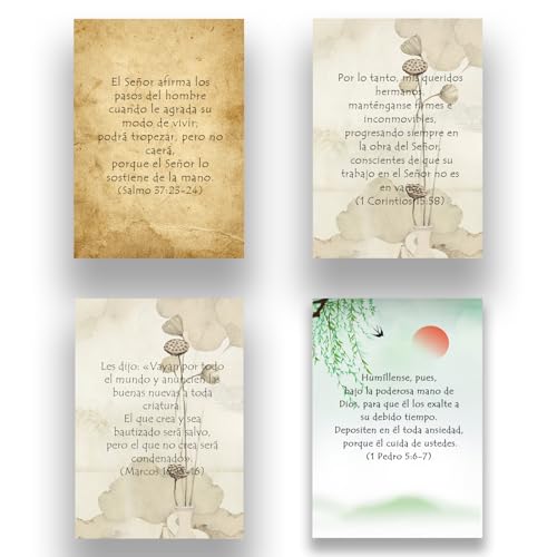YVZOTCK Conjunto de 4 Posters de Versículos Bíblicos | Sin Marco | A4 (21x29,7 cm) | Póster de Motivación | Decoración de Pared Estilo Clásico