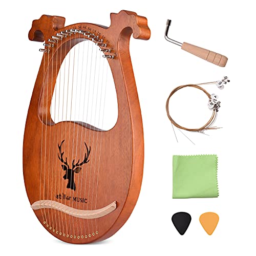 16 String Lyre Harp �\���b�h�E�b�h ���y�� �G���N�p�^�[�� �`���[�j���O �n���}�[ �X�g�����O �N���X �s�b�N ���S�җp�A�u���E��
