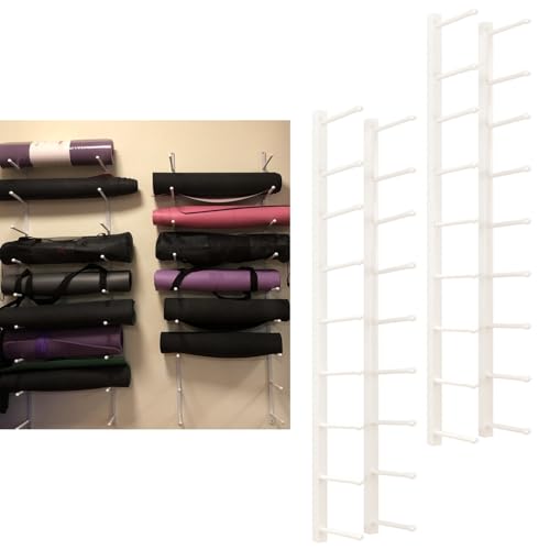 Support de tapis de yoga mural blanc haut de gamme en acier laqué
