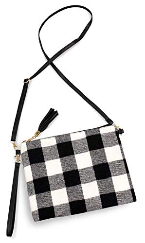 stylesilove Women Stylish Crossbody Clutch Purse Shoulder Handbag Cosmetic Bag Multi-use Case (White Buffalo Plaid)