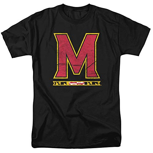 University of Maryland Official Primary Logo Unisex Adult T-Shirt Black Large