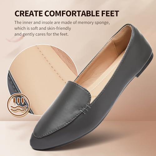 Image of FINIWOR Loafers for Women Flats Shoes Women Pointed Toe Dress Shoes Comfortable Memory Foam Penny Loafers Slip On Shoes