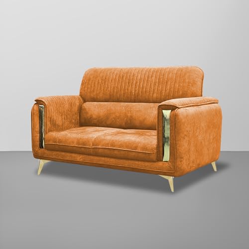 Image of Casaliving Gelio 3+2 Seater Sofa Set for Living Room (Orange Colour) Premium Fabric Sofa Set