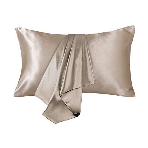 CoutureBridal® Satin Kissenbezug 40 x 40 cm Taupe Doppelpack hochwertige Kissenhülle Kopfkissenbezug 40x40 aus Mikrofaser,2 Stück Kissenbezug Set für Haar - und Hautpflege Cover