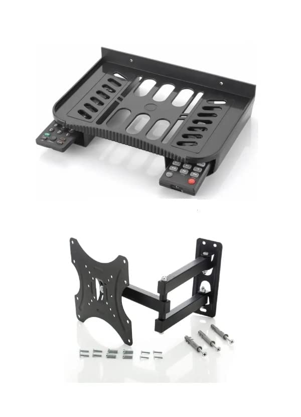 Wellsons Combo of Setup Box Stand & Movable TV Wall Mount Stand for 14 to 40 inch LCD Plasma LED Bracket for TV of Wellsons Sony LG Samsung MI OnePlus TCL and Other