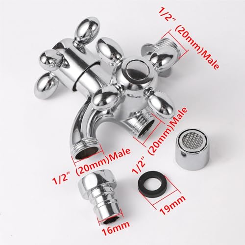 Robinet d'eau à double sortie 1/2" avec commande indépendante pour l'irrigation