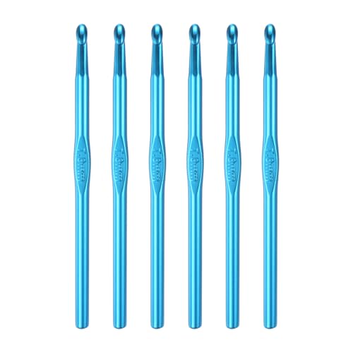 Agujas de tejer de 7 mm de aluminio azul uxcell que evitan enganches en el hilo, 6 piezas