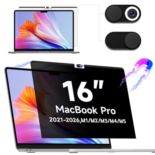 IPROKKO�`�����h�~�t�B���^�[ Mac pro 16 �`�����h�~�t�B����(2021-2026,M1-M5PRO/MAX)�ɑΉ� ���C�v���C�o�V�[�t�B���� �J�����J�o�[�t�� �u���[���C�g�h�~ ���˖h�~ ���ʎg�p A3429 A3428 A3403 A31