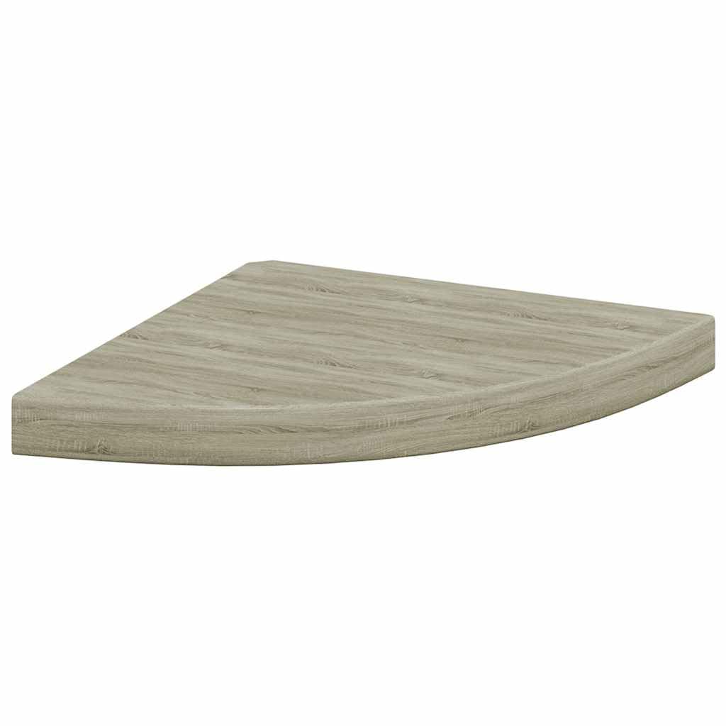 Estantería de esquina flotante de madera de densidad media (35 x 35 x 3,8 cm), diseño de roble | Estante de pared para sala de estar o pasillo que ahorra espacio con soporte invisible y capacidad de carga de hasta 5 kg.