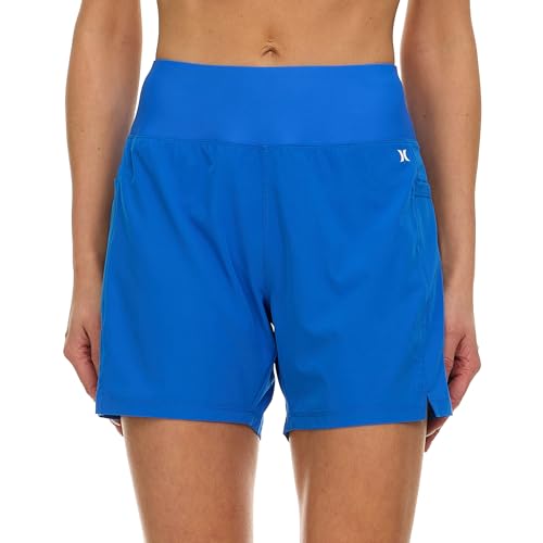 Image of Hurley 5 inch /7 inch High Waisted Swim Shorts Women, Board Shorts with Pockets & Inner Liner, Quick Dry Swim Trunk, UPF 50+
