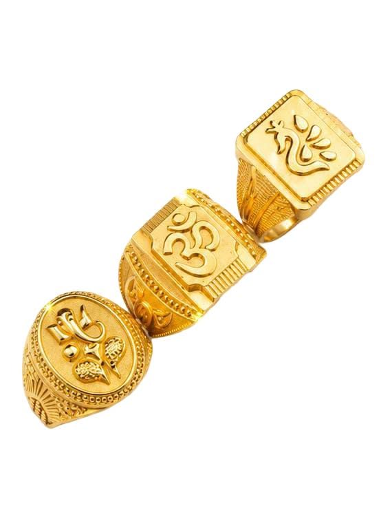 kenayo Gold-Tone Traditional Engraved Signet Rings for Men | Religious-Inspired Fashion Finger Ring | Statement Ring for Daily Wear, Festivals & Gifting-picture-17