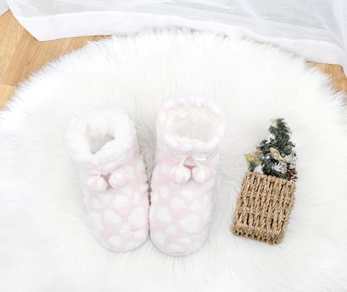 Image of DICUIRD Slipper Socks for Women,Fuzzy House Indoor Boots Slippers with Soft Soles,Warm Cozy Fluffy Sherpa Lined Booties Socks with Non Slip Bottom