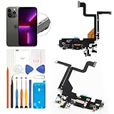 Olivechard for iPhone 13 Pro Lightning Charging Port Replacement USB Dock Connector Flex Cable Assembly Includes Waterproof Tape & Tool Kit for A2638 A2483 A2636 A2639 A2640 (Graphite Black)