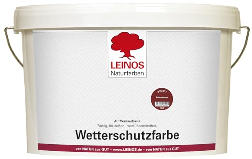 LEINOS Wetterschutzfarbe 855 auf Wasserbasis | 10,0 l | Schweden-Rot | matter, lösemittelfreier Holzschutz für unbehandelte Holzkonstruktionen im Außenbereich, ideal für sägeraues Holz