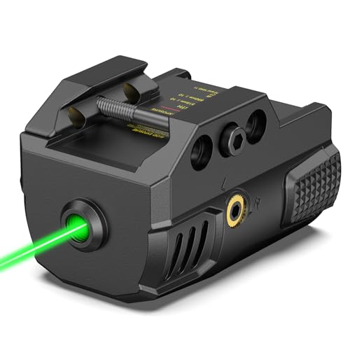 EZshoot Sub-Compact Pistol Laser Sight, Green Laser Sight for Pistol Handgun, Rechargeable Low Profile Laser Beam for 21MM Picatinny Rail Mount, Strobe Mode Available, Ambidextrous Switch