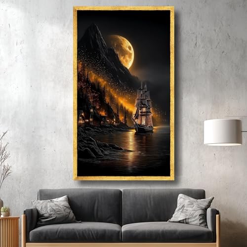 Reflet dans l'eau sur toile pour illuminer un mur sombre