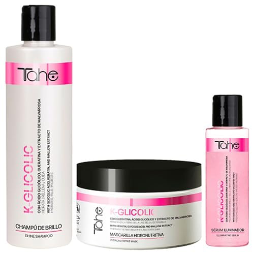 Tahe Pack Cuidado capilar completo con AHAs K-Glicolic | Champú 300 ml. + Mascarilla 300 ml + Sérum 100 ml.
