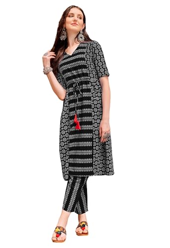 Image of EthnicJunction Women Cotton Blend Floral Print Kurta With Pant Set