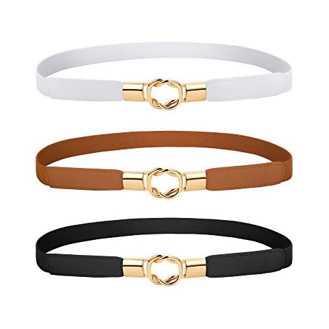 3 Pieces Women Skinny Waist Belt Elastic Thin Belt Waist Cinch Belt for Women Accessories(Medium) Cover