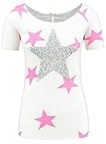 Vintage Look mit Stern Print KEY LARGO Damen T-Shirt WT Neon Star neon-pink M
