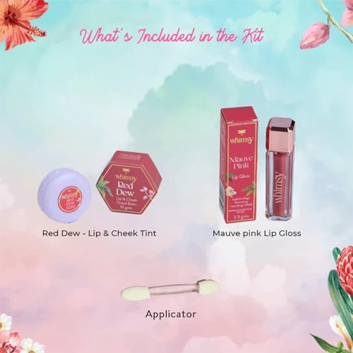 Image of Whimsy Beauty Lip Color Combo for Girls with Applicator | Liquid Lip Color & Lightweight Lip Gloss | Hydrating, Non-Sticky Finish | 3 pcs | Age 4-16 | Organic & Chemical-Free