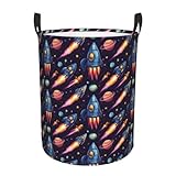 Cesta de lavandería con estampado de nave espacial de dibujos animados, cesta de ropa sucia para decoración de dormitorio, estética, cesta de lavandería para dormitorio, apartamento, dormitorio
