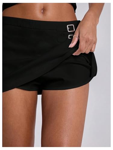 Floerns Women's Y2k Low Waist Mini Skirts Buckle Night Out Party Bodycon Skirt2