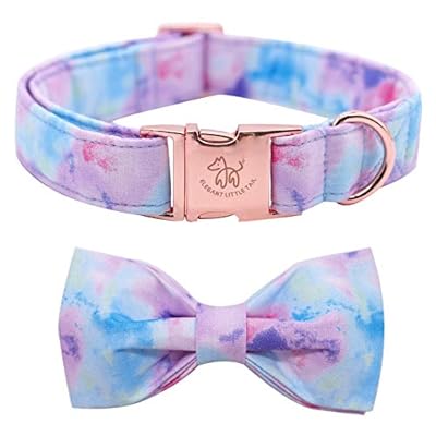 Elegant little tail Dog Collar with Bow, Soft&Comfy Cotton Bowtie Dog Collar, Adjustable Pet Gift Dog Collars for Small Medium Large Dogs