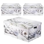 Daniel James Christmas Eve Boxes with Lid - Set of 3 Large Gift Boxes for Presents - Foldable Reusable Luxury Storage Box for Xmas Holiday Gifts - 51cm x 37cm x 24cm, White, 3pcs