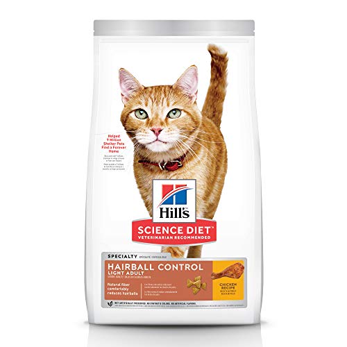 Hill's Science Diet Dry Cat Food, Adult, Hairball Control, Light for Healthy Weight