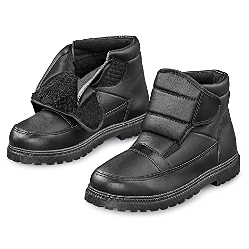 Collections Etc BS2373-M Mens Adjustable Easy-On Non Slip Water-Resistant Strap Winter Boots Black thumb #1