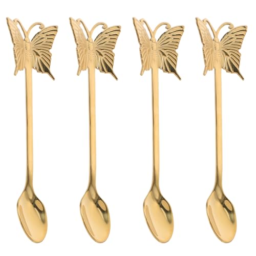 Cabilock Creative Butterfly Spoon Long Handle Stainless Steel Dessert Scoop Salad Spoon for Home Kitchen Coffee Tea Use