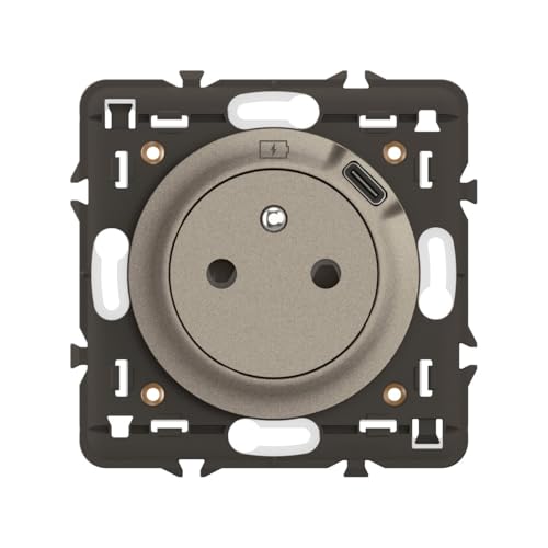 LEGRAND - Prise Electrique Murale avec Terre Céliane Surface avec Prise Chargeur USB 7,5W intégré - Prise Affleurante avec Socle Rétractable - À...