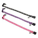 COSMEVIVI 3個調節可能な猫用首輪 ベル付き 反射機能 夜間視認性 子猫用 ペット首飾り 製 軽量設計