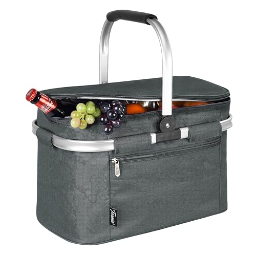 image for Tirrinia Large Insulated Picnic Basket, 34L Water-Resistant & Leakproo