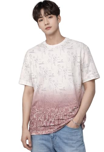 Image of London Hills Men's Cotton Printed Ombre Gradient T-Shirt | Loose Fit Casual Wear | Short Sleeve Crew Neck | Soft Breathable Fabric for Daily & Streetwear Use