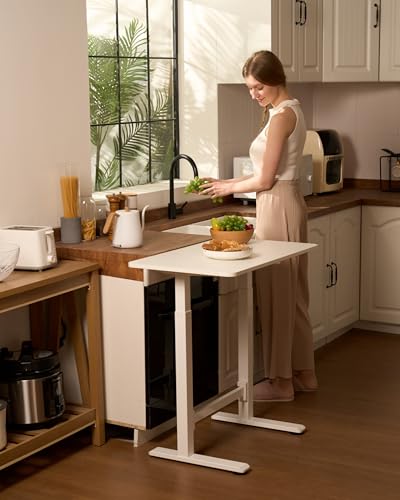 Image of SANODESK Mobile Workstation Standing Desk with Gas-Spring Lift, Rolling Desk 32x20''Adjustable Height, One-Piece Desktop Workstation,Walking Pad & Treadmill Compatible, Portable Home Office