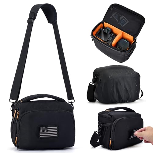 ALLCAMP Camera Sling Bag with Customizable Patch Area for DSLR & Mirrorless, Waterproof Crossbody Pack with Tripod Holder for Travel, Hiking & Outdoor Photography, Black