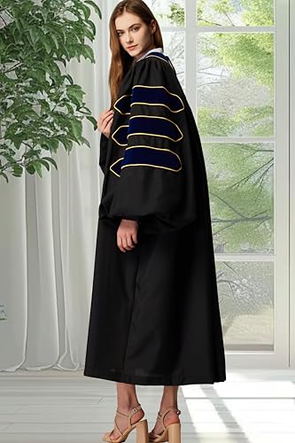 Image of MyGradDay Unisex Deluxe Graduation Doctorate Robe with Gold Piping Available for Customization