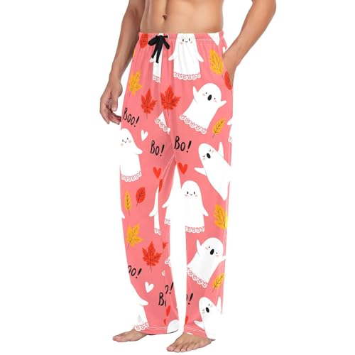 Spirits with Leaves Men's Cotton Pajama Pants with Pockets and Drawstring Comfortable and Stylish,S4